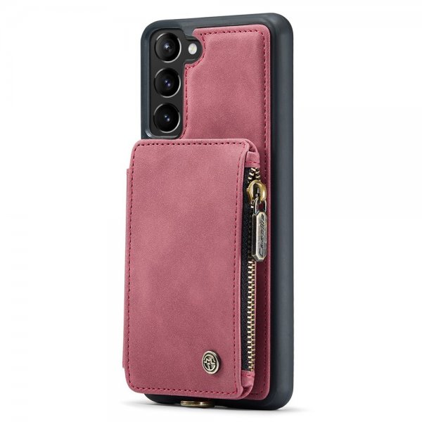 CaseMe Samsung Galaxy S23 Plus -suojakotelo C20, korttipaikat, vetoketju, punainen