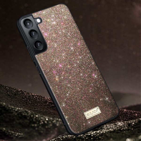 Sulada Samsung Galaxy S23 Plus -suojakuori, glitter ruusukulta