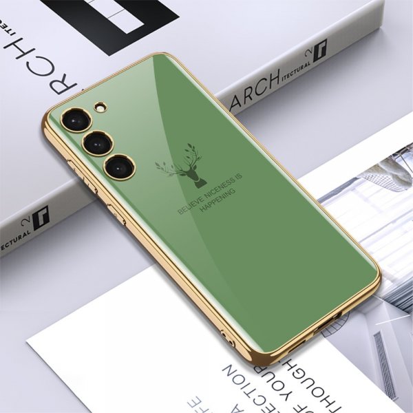 GKK Samsung Galaxy S23 Plus -suojakuori, peurakuvio, vaaleanvihreä