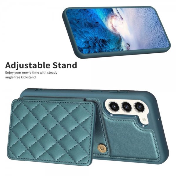 Samsung Galaxy S23 Plus Kuoret Korttipidike Ruutukuvio Vihreä