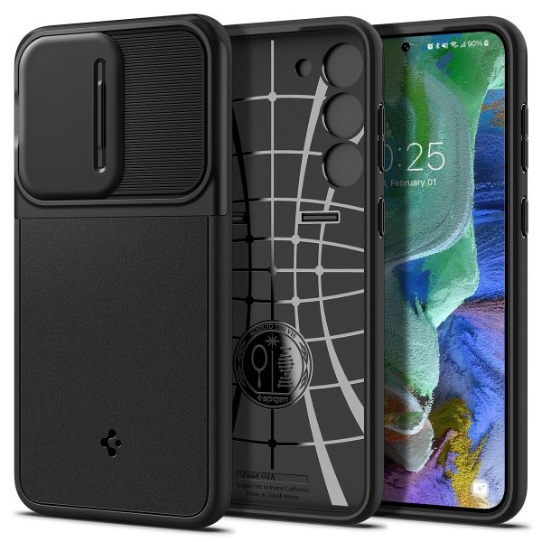 Spigen Samsung Galaxy S23 Plus -suojakuori, Optik Armor, musta