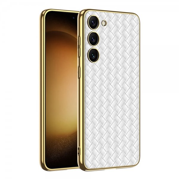 GKK Samsung Galaxy S23 Plus -kuori, kangaskuvio, valkoinen