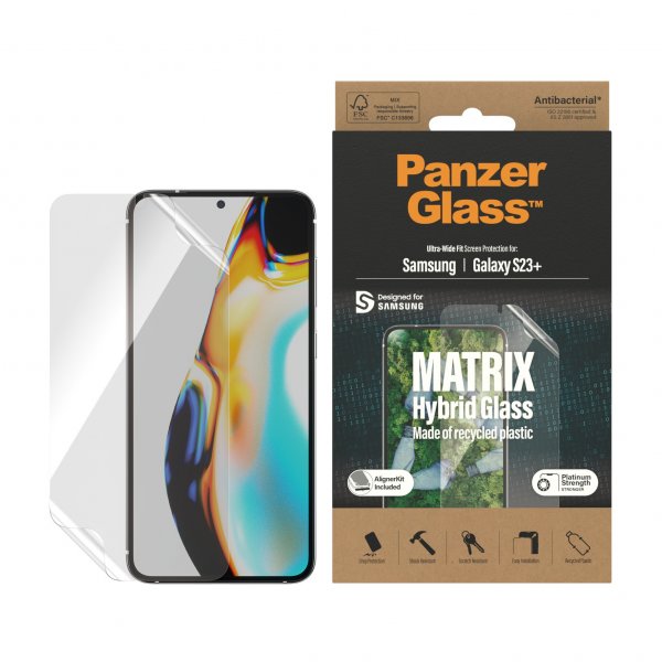 PanzerGlass Samsung Galaxy S23 Plus -näytönsuoja Matrix Hybrid Glass EasyAligner