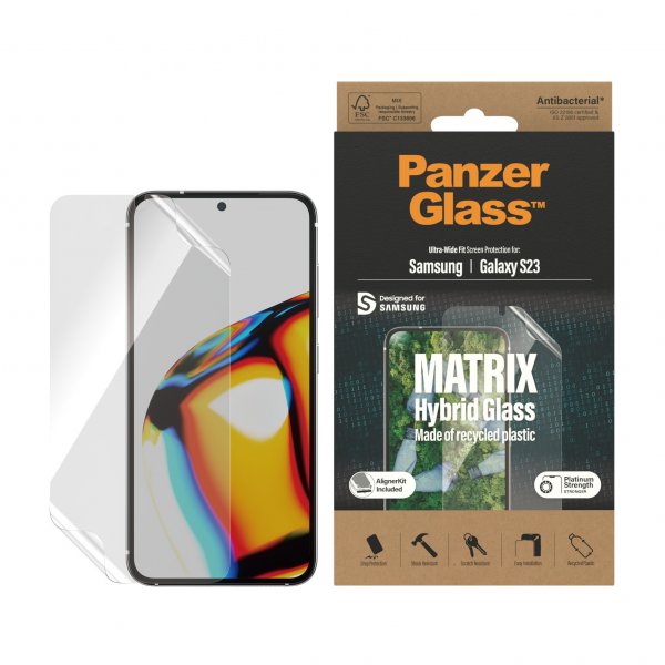 PanzerGlass Samsung Galaxy S23 -näytönsuoja Matrix Hybrid Glass EasyAligner