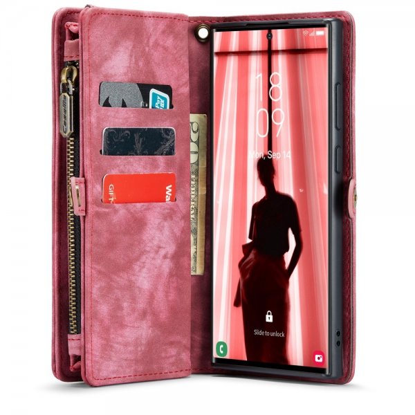 CaseMe Samsung Galaxy S23 Ultra -kotelo 008-sarja, irrotettava kuori, punainen