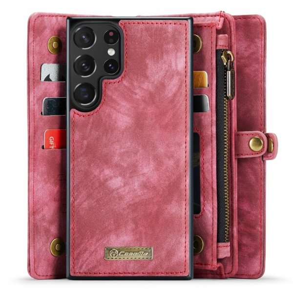 CaseMe Samsung Galaxy S23 Ultra -kotelo 008-sarja, irrotettava kuori, punainen