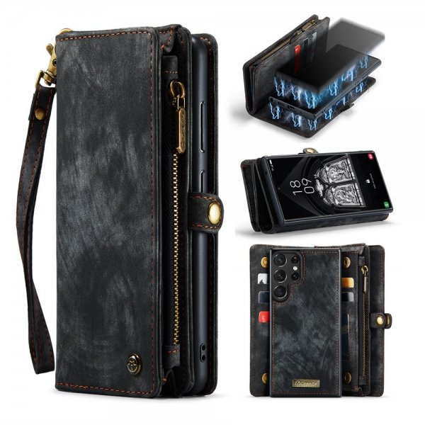 CaseMe Samsung Galaxy S23 Ultra Kotelo 008 Series Irrotettava Kuori Musta