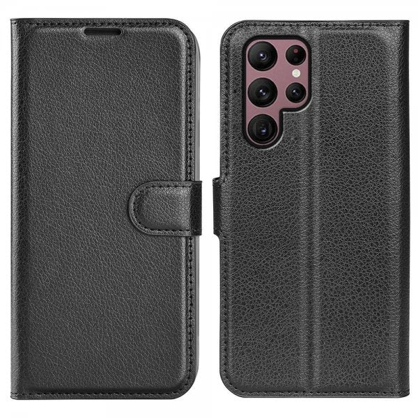 Nordic Covers Samsung Galaxy S23 Ultra Litchi Raven Black -suojakotelo