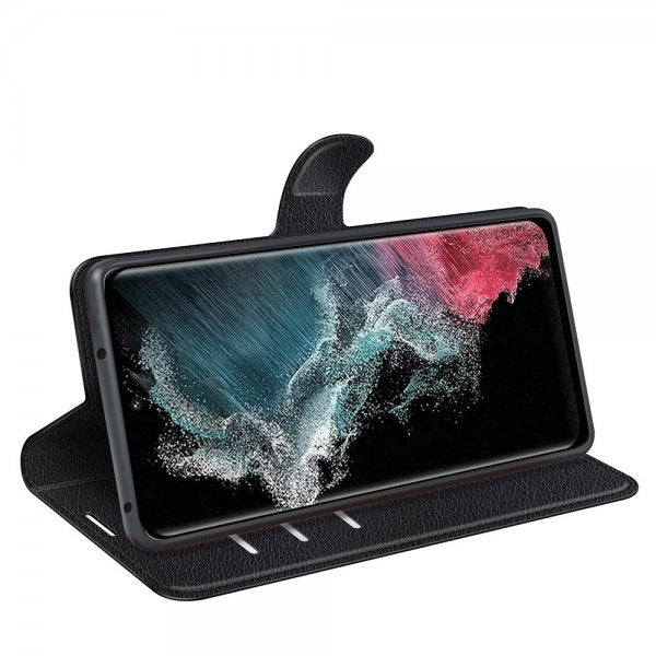 Nordic Covers Samsung Galaxy S23 Ultra Litchi Raven Black -suojakotelo