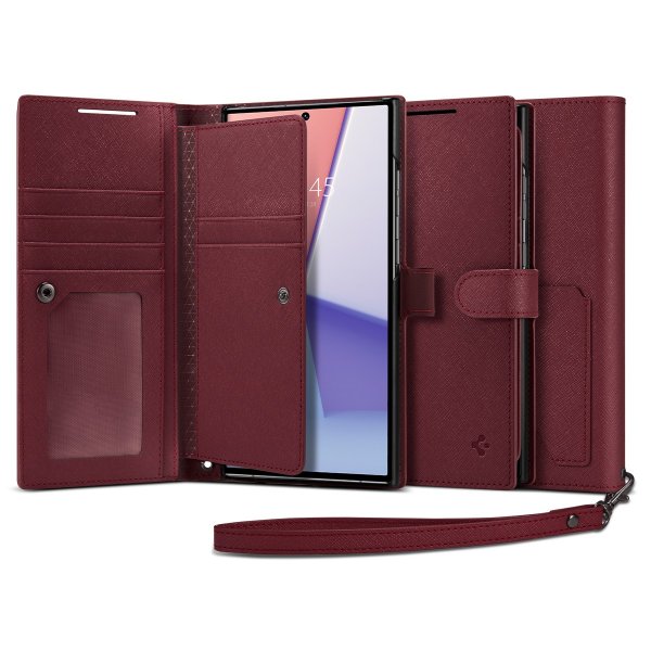 Spigen Samsung Galaxy S23 Ultra Kotelo Wallet S Plus Burgundy