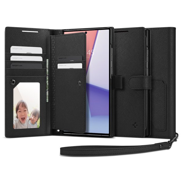 Spigen Samsung Galaxy S23 Ultra Wallet S Plus -kotelo, musta