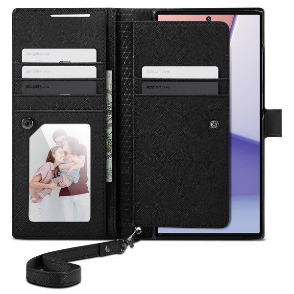 Spigen Samsung Galaxy S23 Ultra Wallet S Plus -kotelo, musta