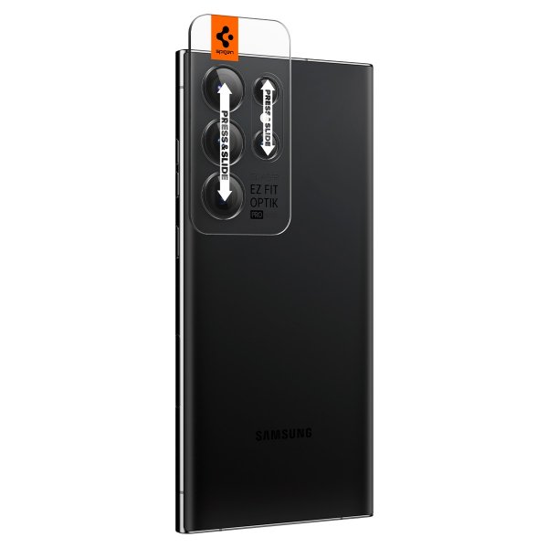 Spigen Samsung Galaxy S23 Ultra Kameran suoja GLAS.tR EZ Fit Optik Pro Musta 2-pakkaus