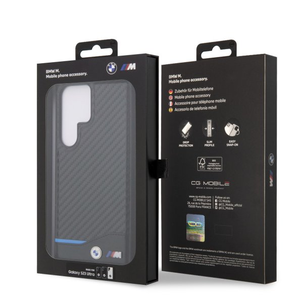BMW Samsung Galaxy S23 Ultra Suojakuori Carbon & Stripe Musta