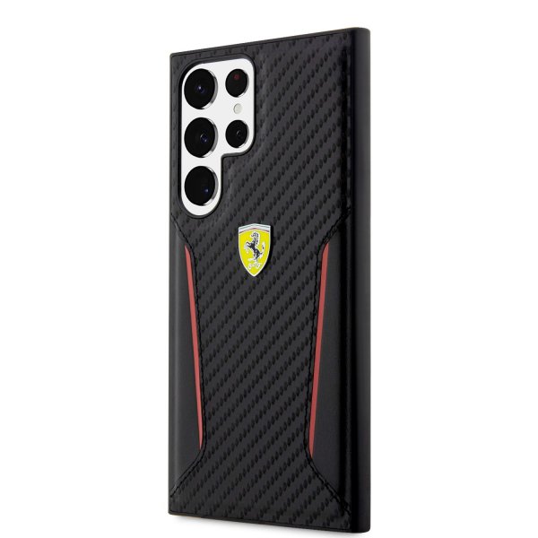 Ferrari Samsung Galaxy S23 Ultra Suojakuori Carbon & Stripe Musta