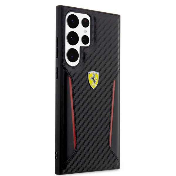 Ferrari Samsung Galaxy S23 Ultra Suojakuori Carbon & Stripe Musta
