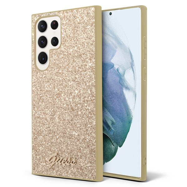 Guess Samsung Galaxy S23 Ultra Kuori Fixed Glitter Case Kulta