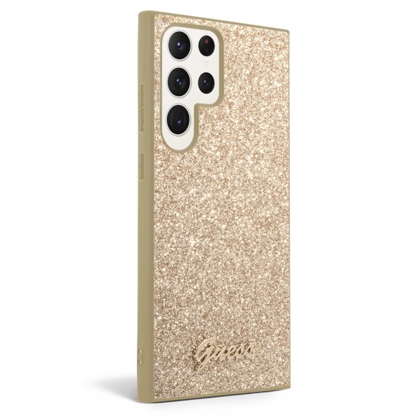 Guess Samsung Galaxy S23 Ultra Kuori Fixed Glitter Case Kulta