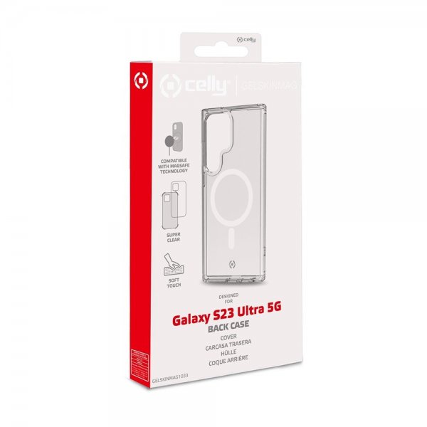Celly Samsung Galaxy S23 Ultra -suojakuori GELSKINMAG MagSafe Läpinäkyvä