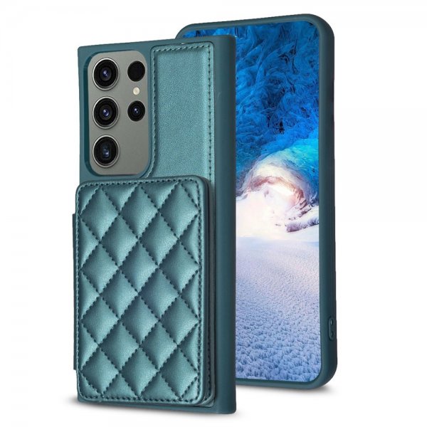 Samsung Galaxy S23 Ultra Kotelo Korttipidikkeellä Ruutukuvio Vihreä