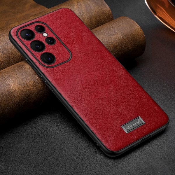 Sulada Samsung Galaxy S23 Ultra Kuori Nahkakuvio Punainen