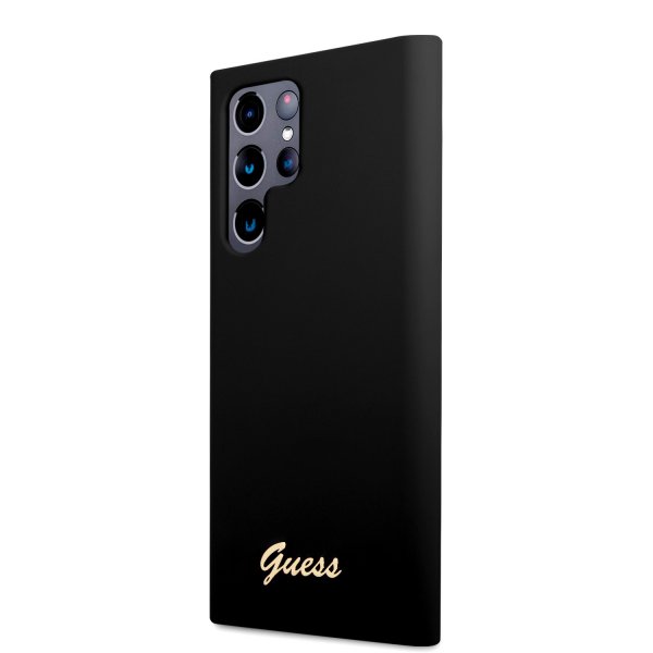 Guess Samsung Galaxy S23 Ultra Kuori Liquid Silicone Metal Logo Musta