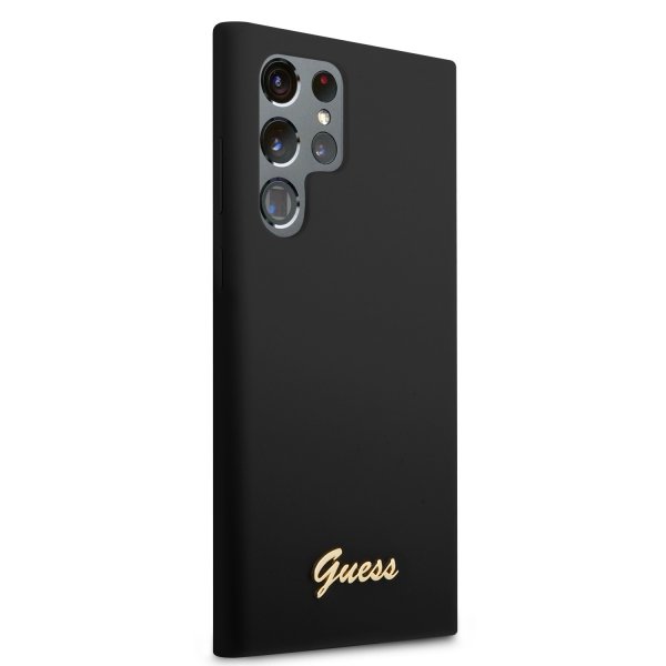 Guess Samsung Galaxy S23 Ultra Kuori Liquid Silicone Metal Logo Musta