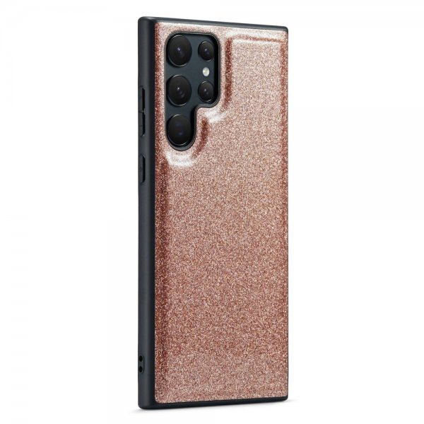 Dg.Ming Samsung Galaxy S23 Ultra -kotelo M3-sarja Irrotettava korttipidike Glitter Ruusukulta
