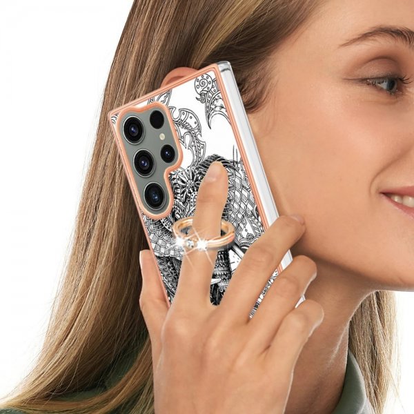 Samsung Galaxy S23 Ultra kuori sormuspidikkeellä, norsukuvio