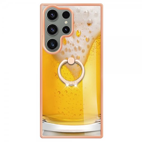 Samsung Galaxy S23 Ultra Kuori sormirenkaalla, olut-kuvio