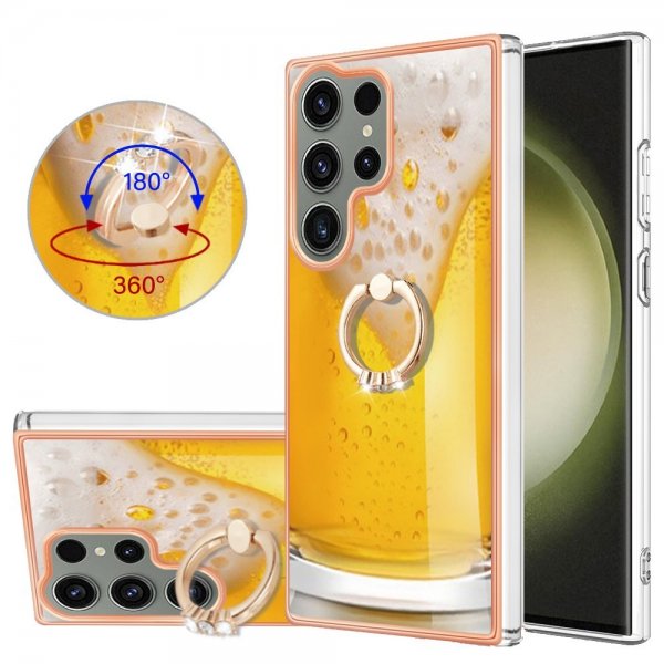 Samsung Galaxy S23 Ultra Kuori sormirenkaalla, olut-kuvio