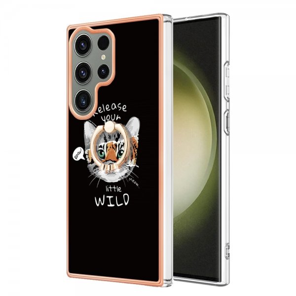 Samsung Galaxy S23 Ultra -suojakuori sormirenkaalla, kuvio: Release Your Little Wild