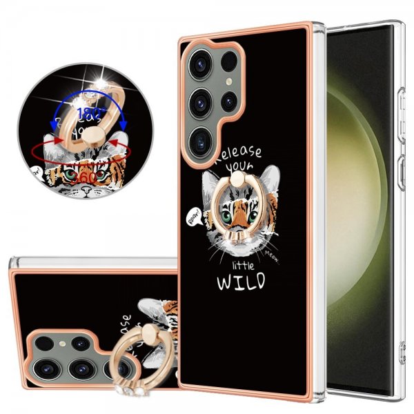 Samsung Galaxy S23 Ultra -suojakuori sormirenkaalla, kuvio: Release Your Little Wild
