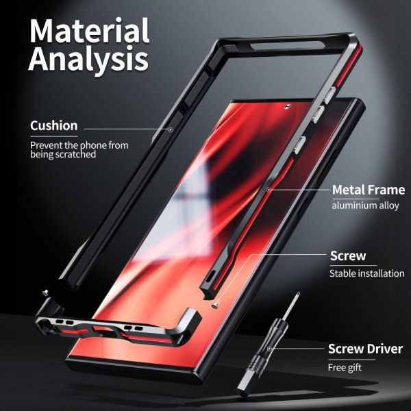 Samsung Galaxy S23 Ultra Kuori Metallinen Bumper Hopea