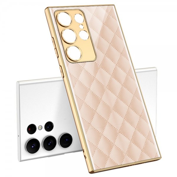 GKK Samsung Galaxy S23 Ultra Kuori Kuvio Vaaleanpunaisia Ruutuja