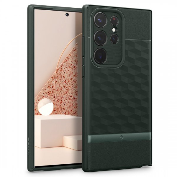 Caseology Samsung Galaxy S23 Ultra -suojakuori Parallax Midnight Green