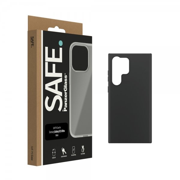 SAFE by PanzerGlass Samsung Galaxy S23 Ultra -suojakuori, pehmeä TPU-kuori, musta