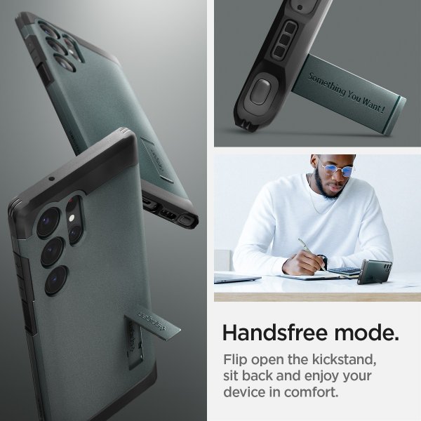 Spigen Samsung Galaxy S23 Ultra Tough Armor -kuori, Abyss Green