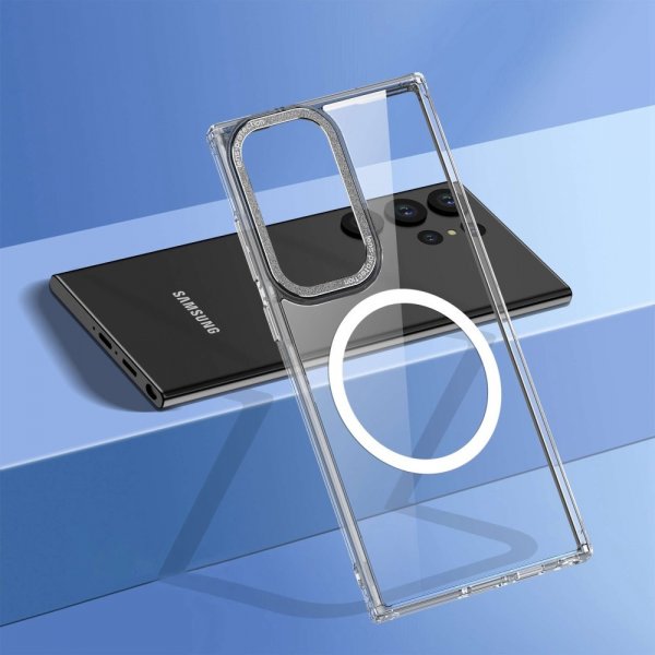 Samsung Galaxy S23 Ultra Kuori Läpinäkyvä MagSafe Hopea