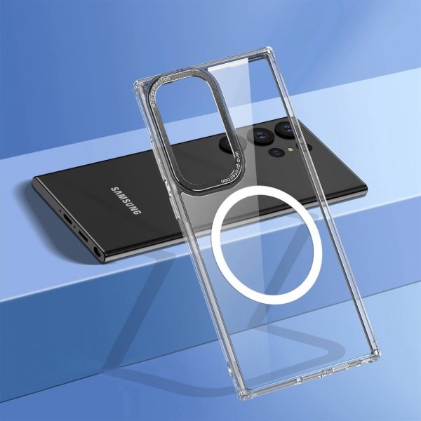 Samsung Galaxy S23 Ultra Kuori Läpinäkyvä MagSafe Musta