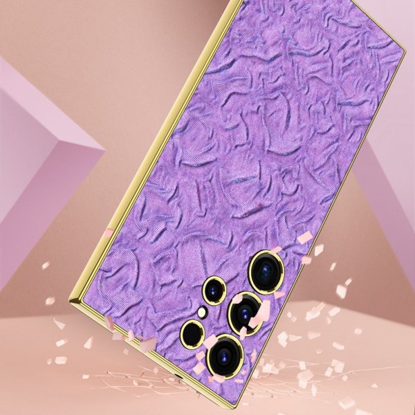 GKK Samsung Galaxy S23 Ultra Kuori Kangas pinnoitettu reuna violetti