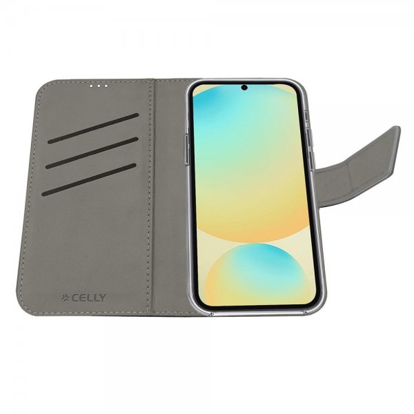 Celly Samsung Galaxy S24 FE -suojakuori Wally Wallet Case, musta