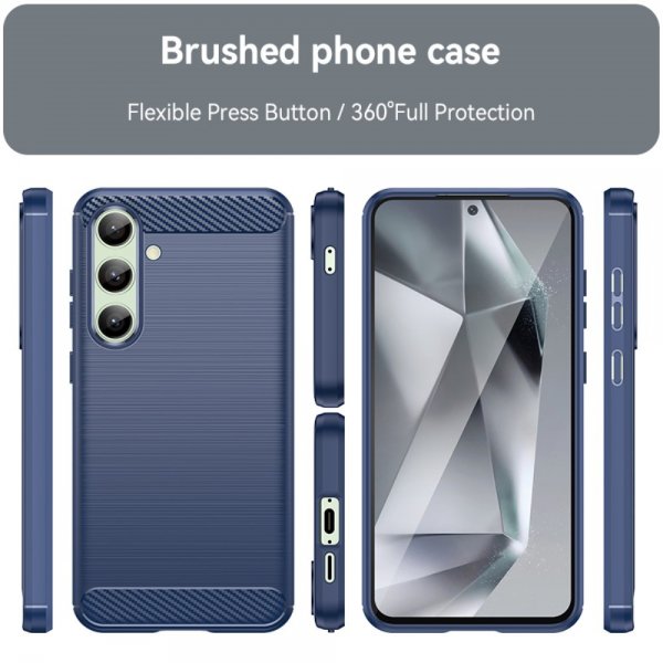 Samsung Galaxy S24 FE Kuori Harjattu hiilikuitukuvio Sininen