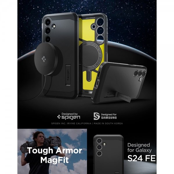 Spigen Samsung Galaxy S24 FE Suojakuori Tough Armor MagFit Musta