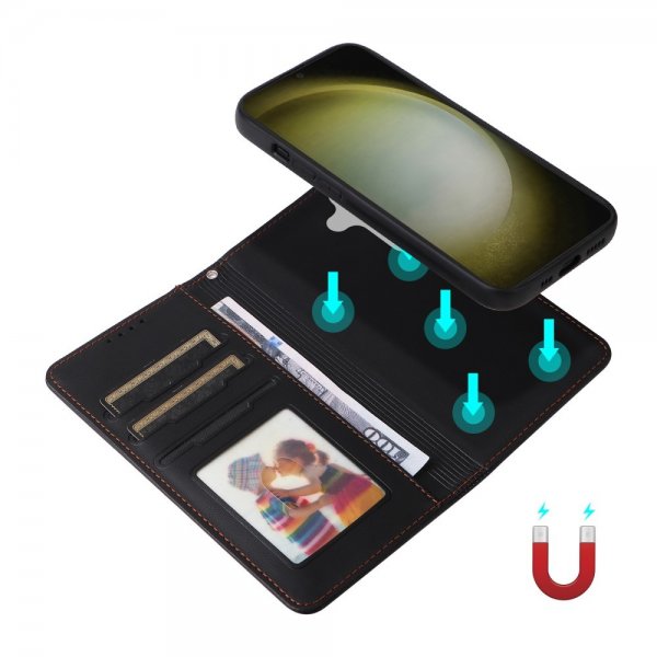 Betopnice Samsung Galaxy S24 Plus -kotelo irrotettavalla kuorella 005 Musta