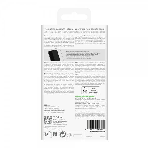 Puro Samsung Galaxy S24 Plus/Galaxy S25 Plus Näytönsuoja Kehys Karkaistu Lasi