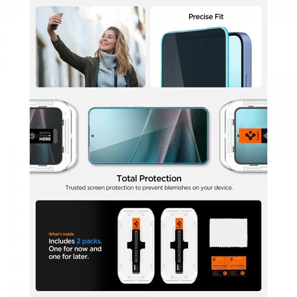 Spigen Samsung Galaxy S24 Plus/Galaxy S25 Plus -näytönsuoja GLAS.tR EZ Fit Privacy 2-pack