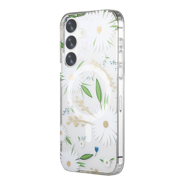 Samsung Galaxy S24 Plus Kuori Kukkakuvio MagSafe Valkoinen