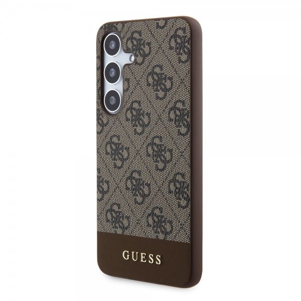 Guess Samsung Galaxy S24 Plus Kuori Bottom Stripe Metal Logo Ruskea