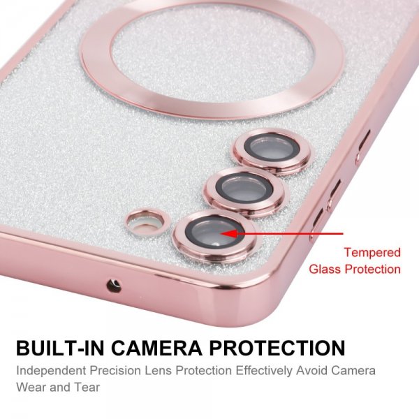 Enkay Samsung Galaxy S24 Plus Kuori Pinnoitettu reuna glitter MagSafe Violetti